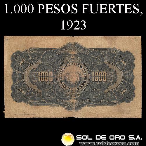 NUMIS - BILLETES DEL PARAGUAY - 1923 - MIL PESOS FUERTES (MC187.c) - FIRMAS: MARIANO B. MORESCHI - RODOLFO GONZALEZ - OFICINA DE CAMBIOS