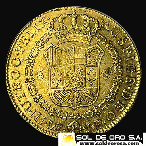 PERU - 8 ESCUDOS, 1812 - FERDIN VII - COLONIA ESPANHOLA - MONEDA DE ORO