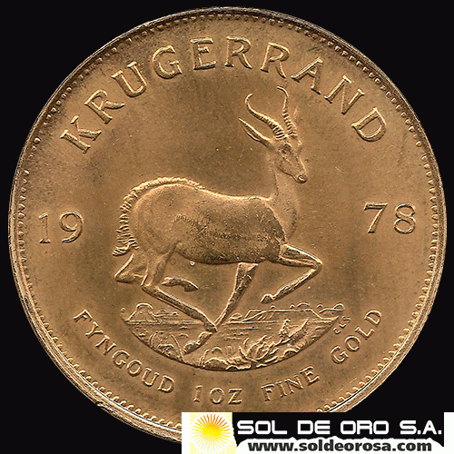 SUDAFRICA - KRUGERRAND, 1978 - 1 ONZA 999 - MONEDA DE ORO