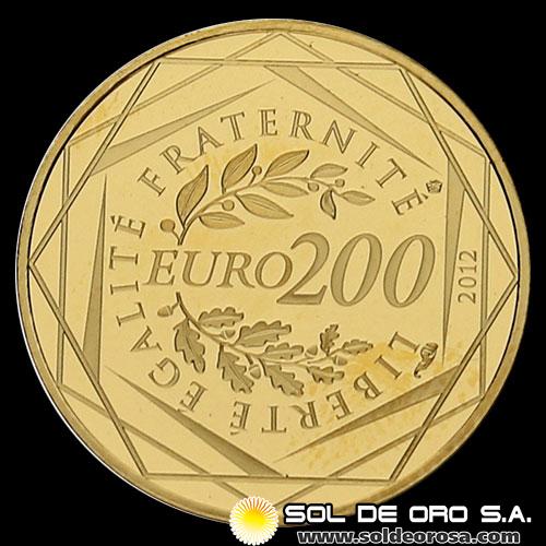 FRANCIA - 200 EUROS, 2012 - REGIONES FRANCESAS - MONEDA DE ORO