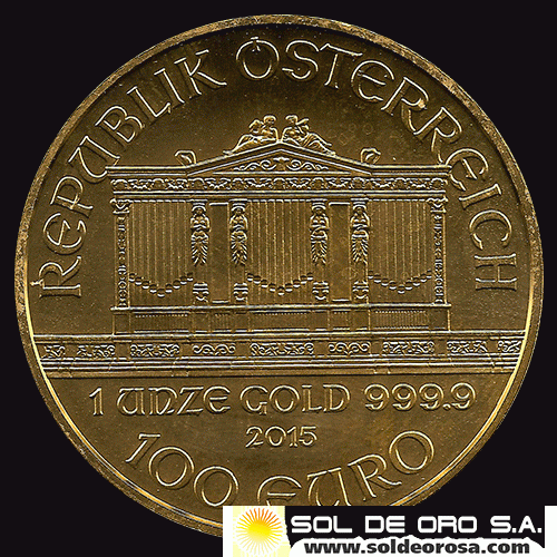 AUSTRIA - REPUBLIK OSTERREICH - 100 EURO, 2015 - ORQUESTA FILARMONICA - MONEDA DE ORO
