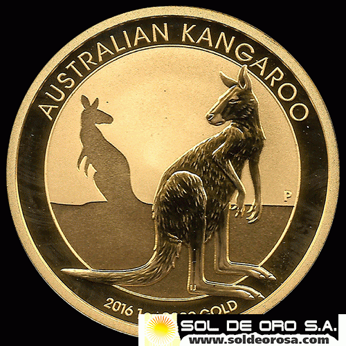 AUSTRALIA - 100 DOLLARS, 2016 - AUSTRALIAN KANGAROO - MONEDA DE ORO