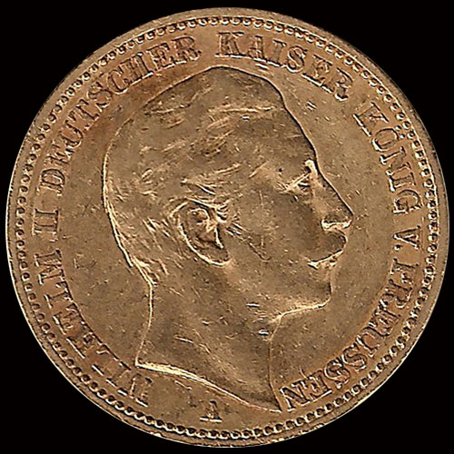 ALEMANIA - 20 MARCOS - WILHELM II DEUTSCHER KAISER KONIG V. PREUSSEN - 1889 - MONEDA DE ORO