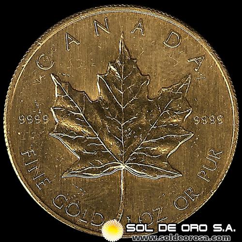 CANADA - HOJA DE MAPPLE 1 ONZA, 50 DOLLARS - 1984 - MONEDA DE ORO 