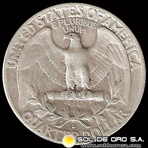 NA3 - ESTADOS UNIDOS - UNITED STATES - WASHINGTON QUATER DOLLAR, 1957 D - MONEDA DE PLATA