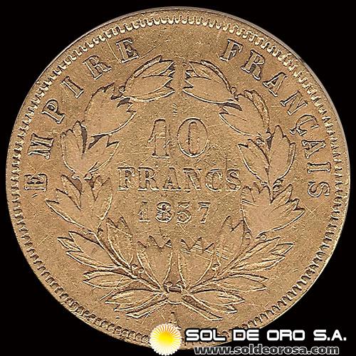 FRANCIA - EMPIRE FRANCAIS - NAPOLEON III - 10 FRANCOS, 1857 - MONEDA DE ORO