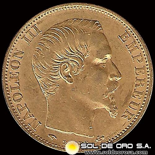 FRANCIA - 20 FRANCOS, TIPO NAPOLEON III, 1859 - MONEDA DE ORO