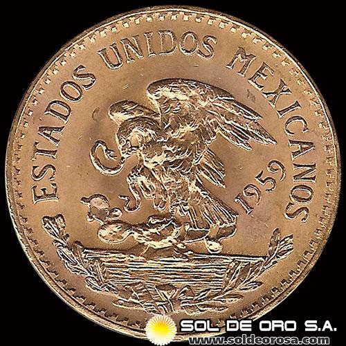 MEXICO - 20 PESOS, 1959 - MONEDA DE ORO