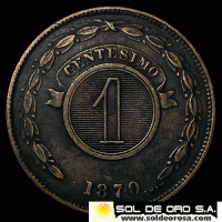 NUMIS - MONEDAS DEL PARAGUAY - 1 CENTESIMO - 1870 - MONEDA DE COBRE