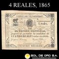 NUMIS - BILLETES DEL PARAGUAY - 1865 - CUATRO REALES (MC28) - FIRMAS: GREGORIO NARVAEZ - RAMON VILLA - TESORO NACIONAL