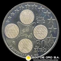 NA2 - ESPAÑA - 30 EUROS - 2012 - 10 ANIVERSARIO DEL EURO - MONEDA DE PLATA