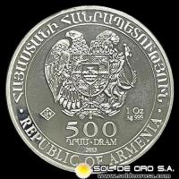 REPUBLICA DE ARMENIA - 500 DRAM, 2013 - ARCA DE NOE - MONEDA 999 PLATA