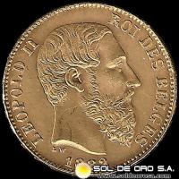 BELGICA - LEOPOLD II ROI DES BELGES - 20 FRANCOS - 1882 - MONEDA DE ORO