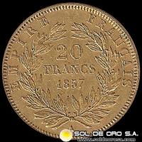 FRANCIA - EMPIRE FRANCAIS - NAPOLEON III - 20 FRANCOS, 1857 - MONEDA DE ORO