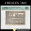NUMIS - BILLETES DEL PARAGUAY - 1860 - CUATRO REALES (MC18.a) - FIRMAS: MANUEL FERRIOL - AGUSTIN TRIGO - TESORO NACIONAL