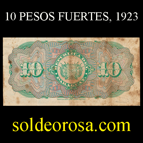 NUMIS - BILLETE DEL PARAGUAY - 1920 - DIEZ PESOS FUERTES (MC 176.a) - FIRMAS: MARIANO MORESCHI - ENRIQUE BORDENAVE - OFICINA DE CAMBIOS