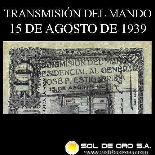 NUMIS - BILLETES DEL PARAGUAY - 1936 - DIEZ PESOS FUERTES (MC189.b) - FIRMAS: EVELIO GONZALEZ - FRANCISCO CHAVEZ - SELLO TRANSMISION DEL MANDO - BANCO DE LA REPUBLICA