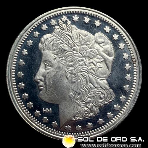 ESTADOS UNIDOS DE AMERICA - LIBERTY HEAD - SILVER BULLION ROUND - TUBO DE 10 ONZAS DE PLATA PURA