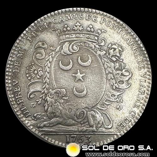 FRANCIA - VILLE DE PARIS - 1763 - FICHA/TOKEN DE PLATA