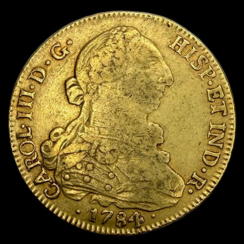 CHILE - 8 ESCUDOS, 1784 - CHARLES III - MONEDA COLONIAL DE ORO