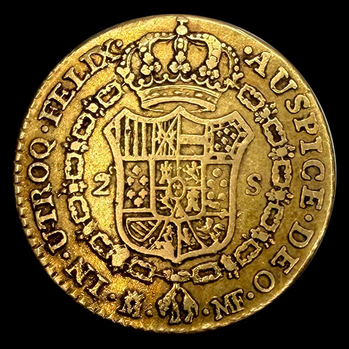 ESPAÑA - 2 ESCUDOS, 1798 - REY CARLOS IIII - MONEDA COLONIAL DE ORO