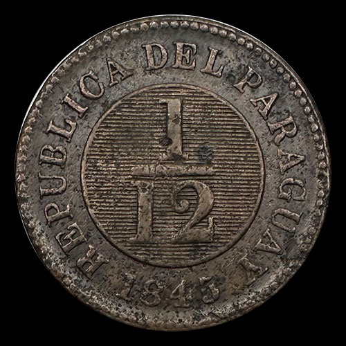 NUMIS - REPUBLICA DEL PARAGUAY - 1/12AVO - 1845 - MONEDA DE COBRE