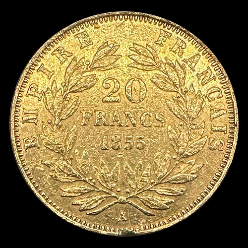 FRANCIA - EMPIRE FRANCAISE - 20 FRANCOS, 1855 - NAPOLEON III - MONEDA DE ORO