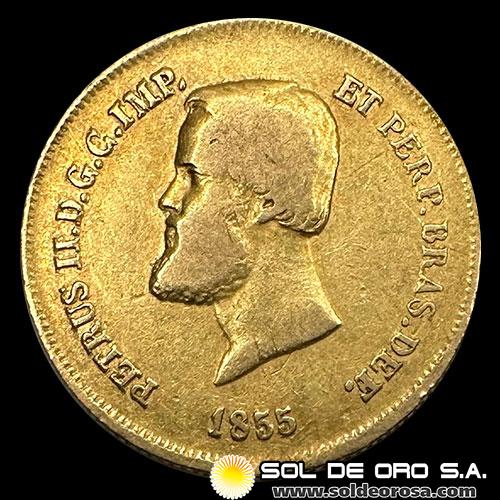 BRASIL - 5000 REIS, 1855 - PEDRO II - MONEDA DE ORO