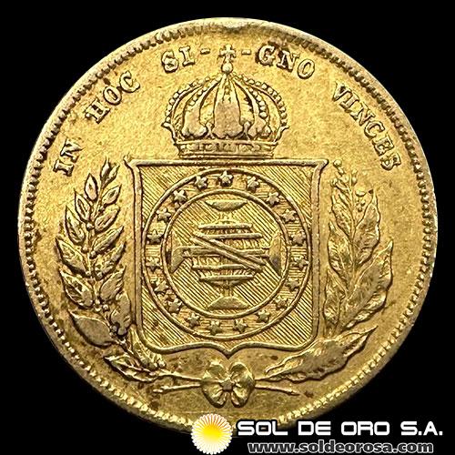 BRASIL - 5000 REIS, 1855 - PEDRO II - MONEDA DE ORO