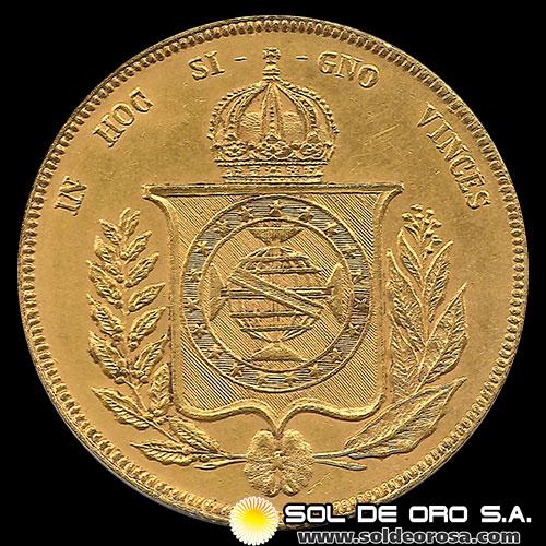 BRASIL - 20.000 REIS, 1856 - PEDRO II - MONEDA DE ORO