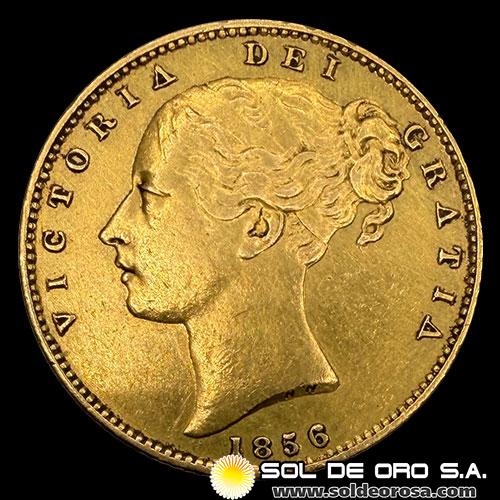 INGLATERRA - SOVEREIGN, LIBRA INGLESA (VICTORIA JOVEN) - 1856 - MONEDA DE ORO