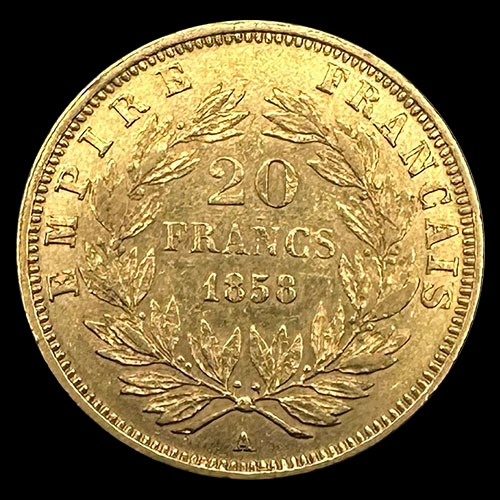 FRANCIA - EMPIRE FRANCAIS - 20 FRANCOS, 1858 - NAPOLEON III - MONEDA DE ORO