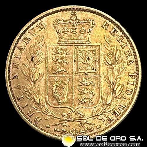 INGLATERRA - SOVEREIGN, LIBRA INGLESA (VICTORIA JOVEN) - 1856 - MONEDA DE ORO