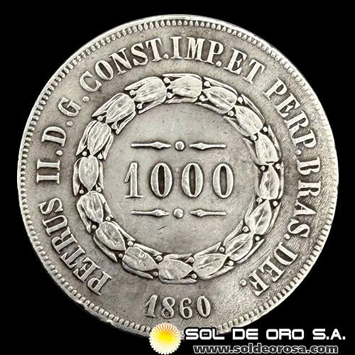 NA2 - BRASIL - 1.000 REIS - 1860 -  PEDRO II - MONEDA DE PLATA