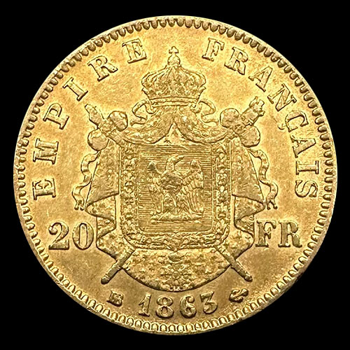 FRANCIA - EMPIRE FRANCAIS - NAPOLEON III - 20 FRANCOS, 1863 - MONEDA DE ORO