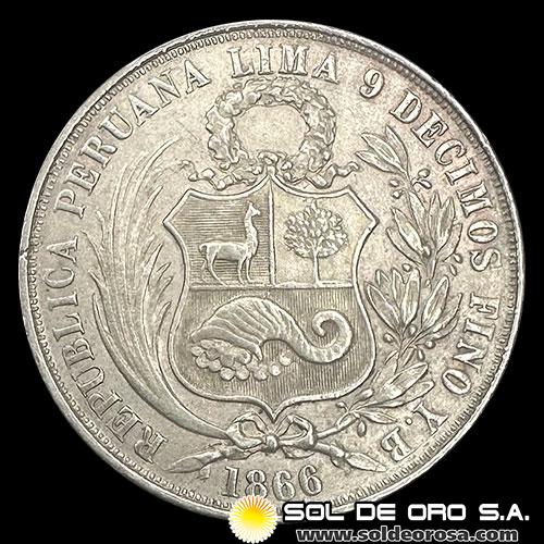 NA4 - REPUBLICA PERUANA - 1 SOL, 1866 - MONEDA DE PLATA