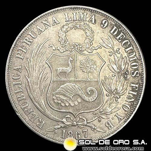 NA4 - REPUBLICA PERUANA - 1 SOL, 1867 - MONEDA DE PLATA