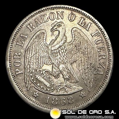 NA2 - REPUBLICA DE CHILE - 1 PESO, 1868 - MONEDA DE PLATA