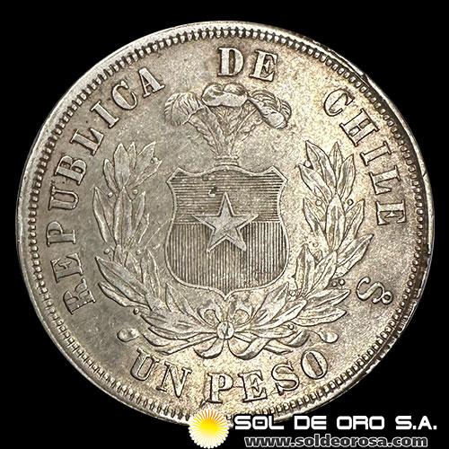 NA2 - REPUBLICA DE CHILE - 1 PESO, 1868 - MONEDA DE PLATA