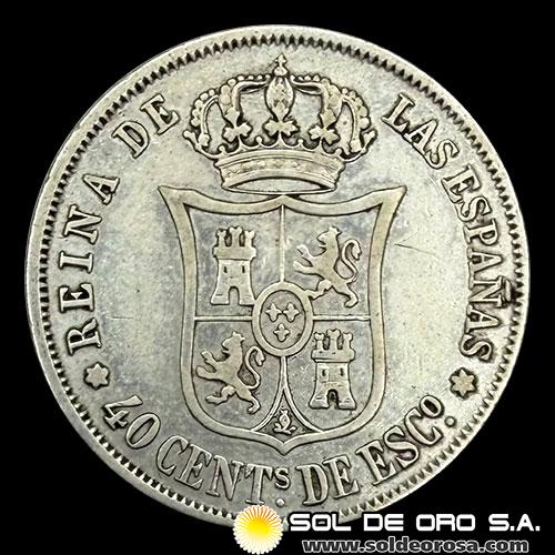 NA2 - ESPAÑA - 40 CENTIMOS, 1868 - ISABEL II - MONEDA DE PLATA