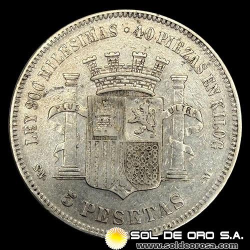 NA2 - ESPAÑA - 5 PESETAS, 1870 - GOBIERNO PROVISIONAL - MONEDA DE PLATA