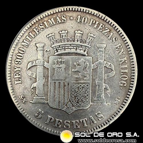 NA2 - ESPAÑA - 5 PESETAS, 1870 - GOBIERNO PROVISIONAL - MONEDA DE PLATA