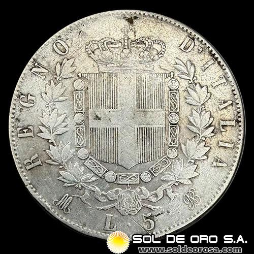 NA3 - ITALIA - 5 LIRAS, 1874 - VICTOR EMMANUELE II - MONEDA DE PLATA