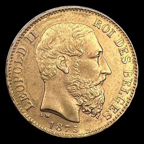 	BELGICA - LEOPOLD II ROI DES BELGES - 20 FRANCOS - 1875 - MONEDA DE ORO