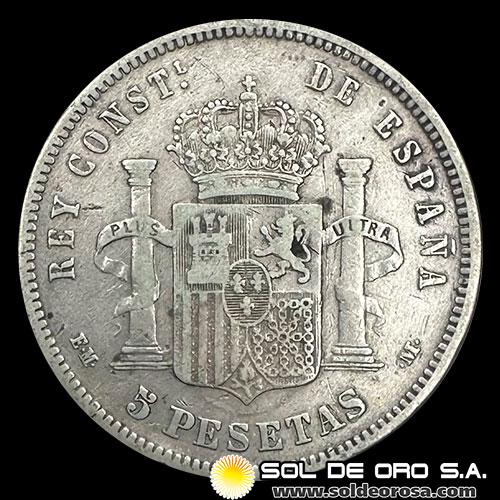 NA2 - ESPAÑA - 5 PESETAS, 1878 - ALFONSO XII REY DE ESPAÑA - MONEDA DE PLATA