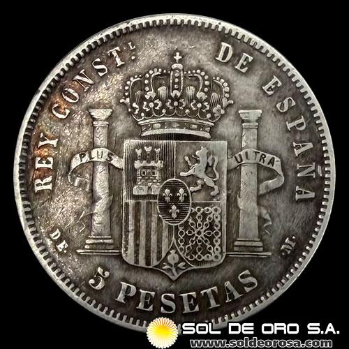 NA2 - ESPAÑA - 5 PESETAS, 1878 - ALFONSO XII REY DE ESPAÑA - MONEDA DE PLATA