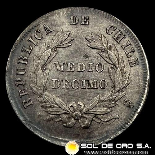 NA2 - REPUBLICA DE CHILE - 1/2 DECIMO, 1878 - MONEDA DE PLATA