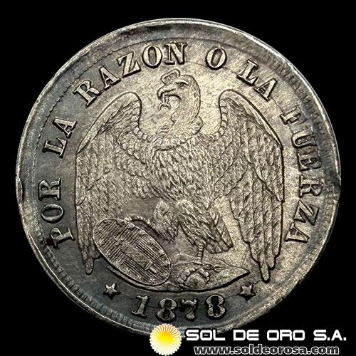 NA2 - REPUBLICA DE CHILE - 1/2 DECIMO, 1878 - MONEDA DE PLATA