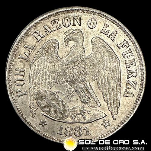 NA2 - REPUBLICA DE CHILE - 1 PESO, 1881 - MONEDA DE PLATA