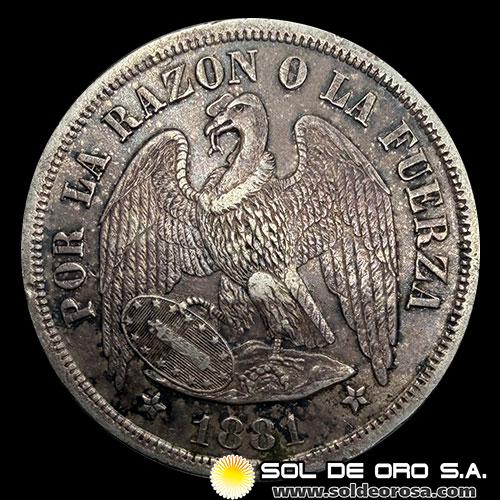 NA2 - REPUBLICA DE CHILE - 1 PESO, 1881 - MONEDA DE PLATA